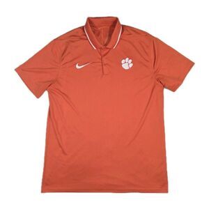 Mens Nike DriFit Clemson University Tigers Polo Shirt Medium Orange ACC